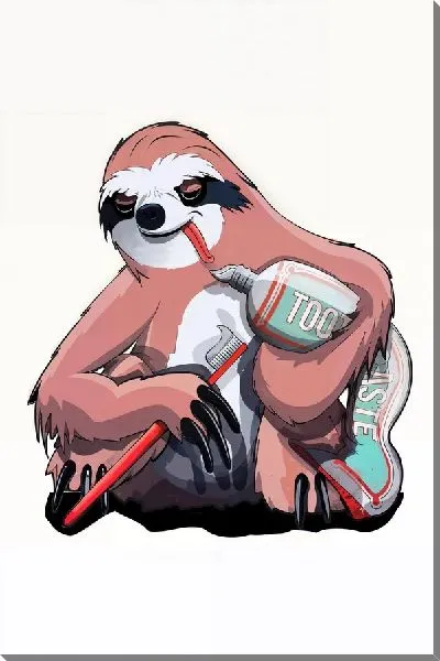 Постер Ленивец чистит зубы