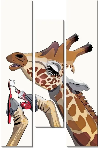Модульная картина Жираф чистит зубы