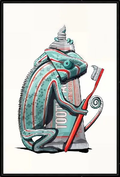 Картина Хамелеон чистит зубы