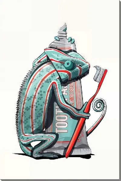 Постер Хамелеон чистит зубы