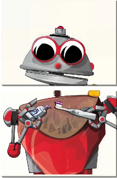 Модульная картина Робот чистит зубы