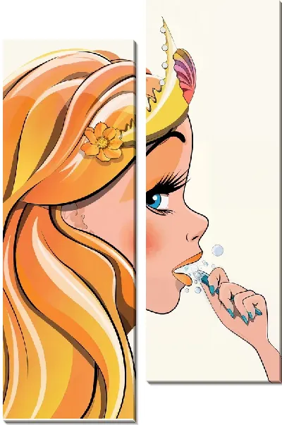 Модульная картина Принцесса чистит зубы