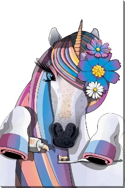 Постер Единорог чистит зубы