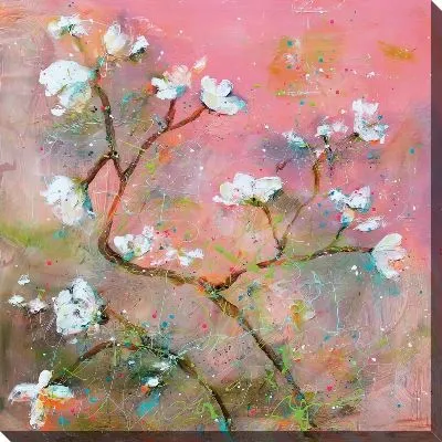 Картина маслом Сакура в ярком исполнении