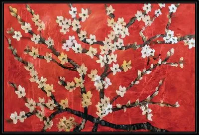 Картина Сакура на красном фоне