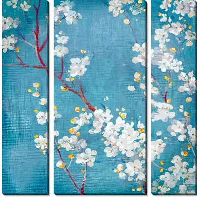 Модульная картина Сакура на лазурном фоне