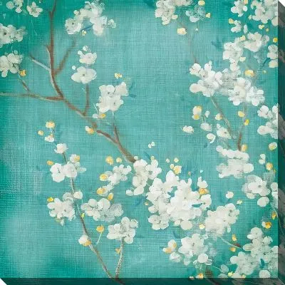 Картина маслом Сакура на лазурном фоне