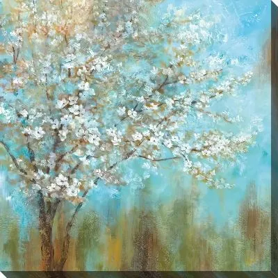 Картина маслом Дерево сакура на текстурном фоне