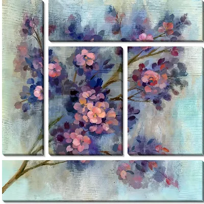 Модульная картина Композиция с сакурой №3