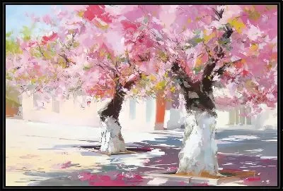 Картина Два дерева сакуры в парке №2