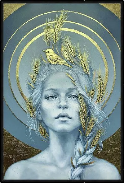 Картина Девушка с колосьями пшеницы