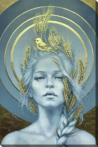 Постер Девушка с колосьями пшеницы