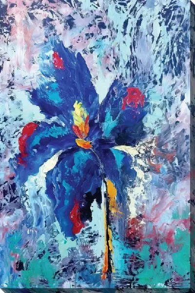 Картина маслом Синий ирис мастихином
