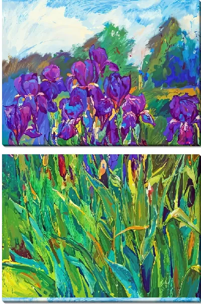 Модульная картина Ирисы на поляне