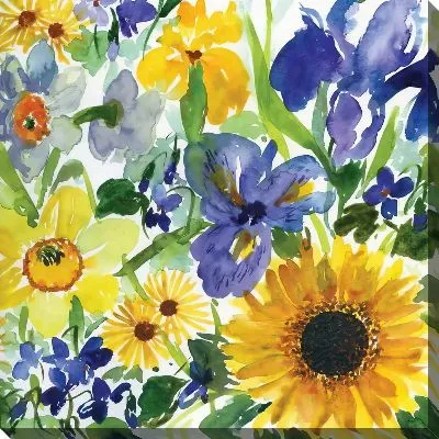 Картина маслом Полевые цветы и ирисы