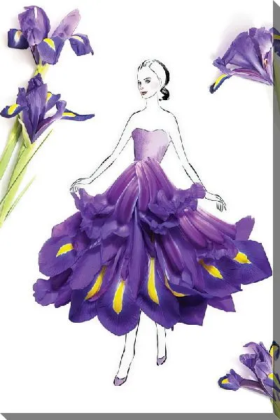Картина маслом Модница в платье-ирис