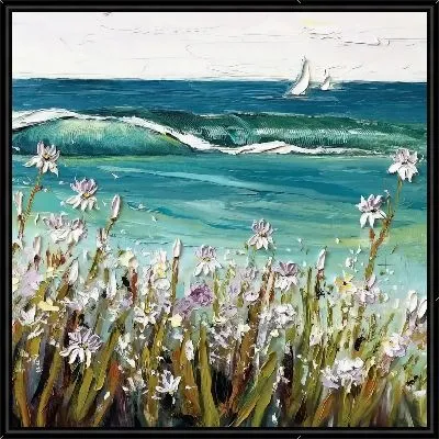 Белые ирисы и волна