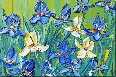 Картина маслом Ирисы мастихином