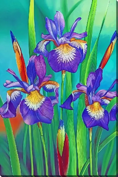 Картина маслом Цветастые ирисы