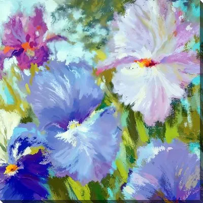 Картина маслом Ирисы пастельных тонов