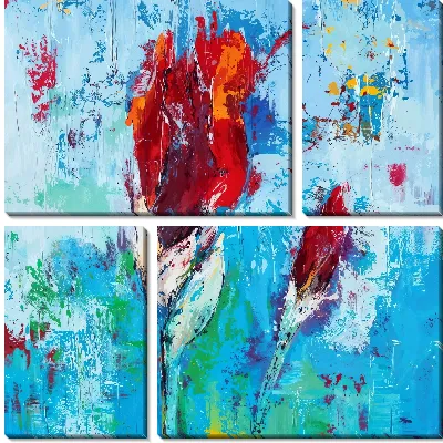 Модульная картина Абстрактные ирисы №2