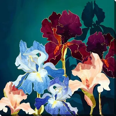Картина маслом Разноцветные ирисы