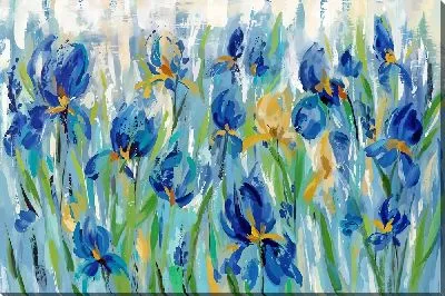 Картина маслом Желтый и синие ирисы