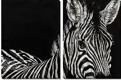 Модульная картина Зебра на черном фоне