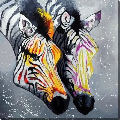 Картина маслом Две зебры в стиле арт