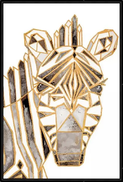 Картина Зебра в полигональном стиле с золотом