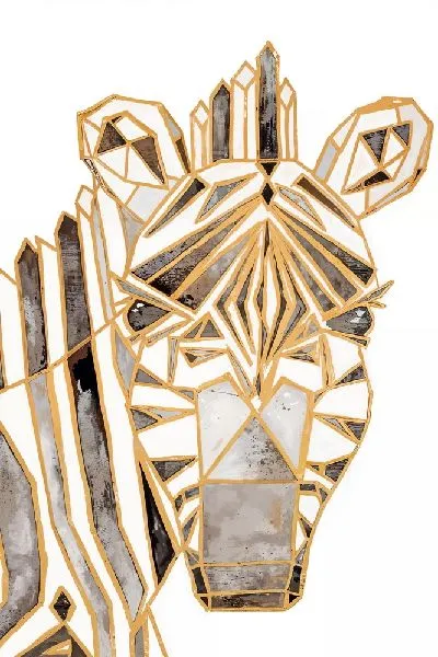 Плакат Зебра в полигональном стиле с золотом