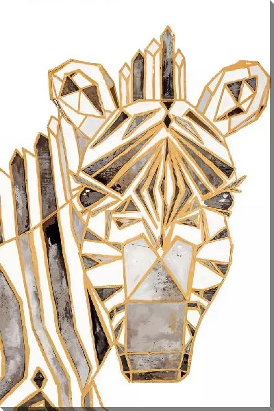 Постер Зебра в полигональном стиле с золотом