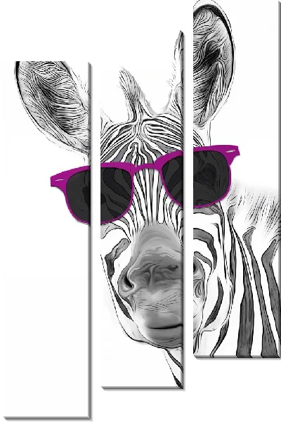 Модульная картина Зебра в фиолетовых очках