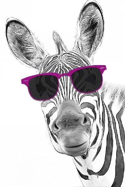 Плакат Зебра в фиолетовых очках