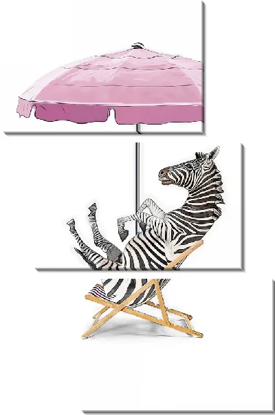 Модульная картина Зебра под зонтом