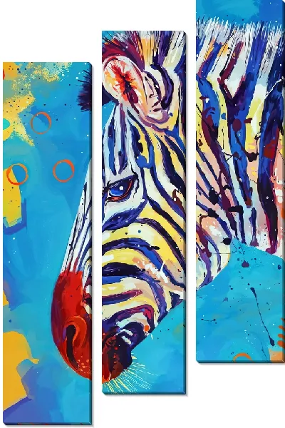 Модульная картина Зебра в стиле поп-арт