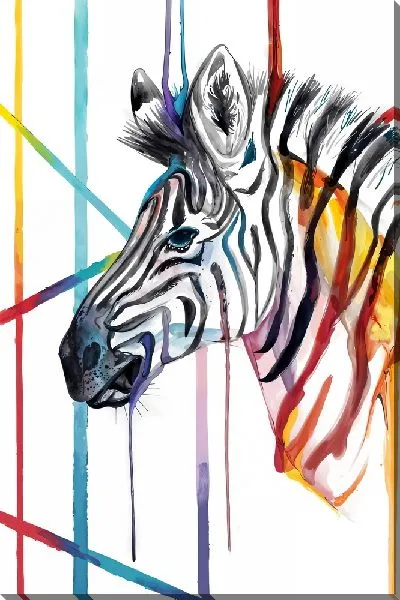 Картина маслом Зебра с цветными полосками