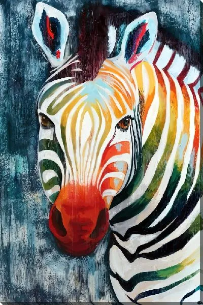 Картина маслом Цветная зебра на текстурном фоне