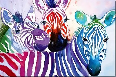 Картина маслом Три зебры в стиле арт