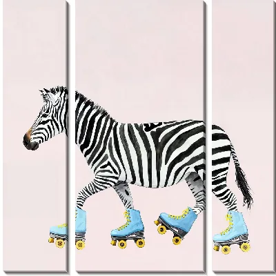 Модульная картина Зебра на роликовых коньках