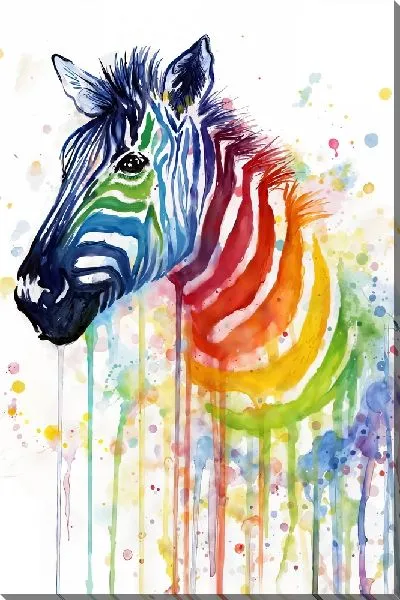 Картина маслом Цветная зебра в стиле поп-арт