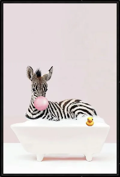 Картина Зебра в ванной жует жвачку