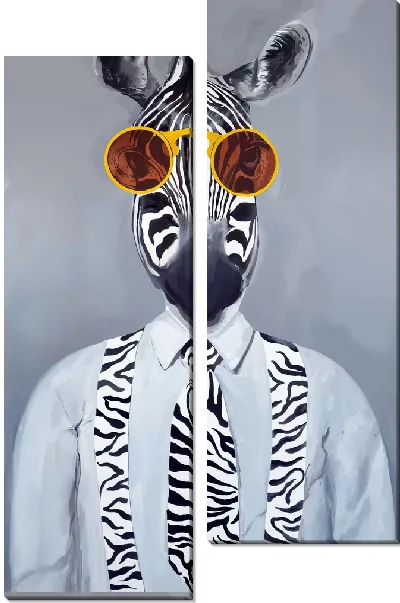 Модульная картина Деловая зебра в очках