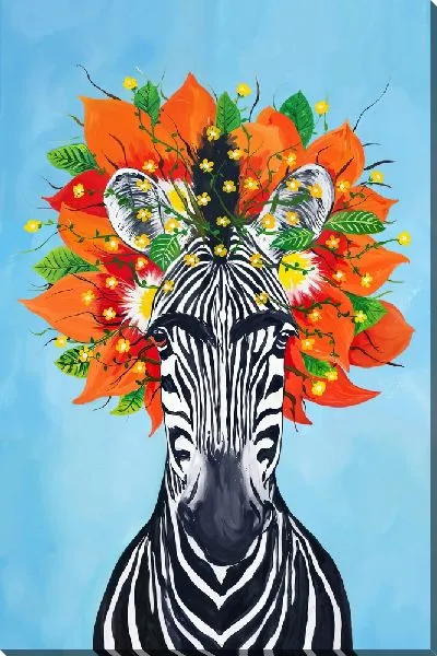Картина маслом Зебра в стиле Фриды Кало