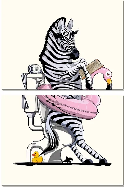 Модульная картина Зебра в уборной