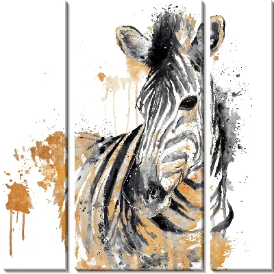 Модульная картина Арт зебра ч/б с золотом