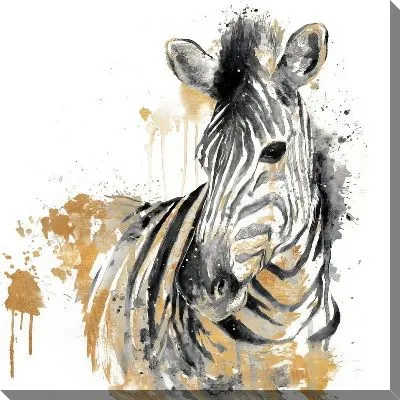Арт зебра ч/б с золотом