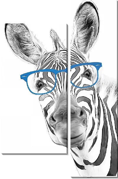 Модульная картина Зебра в голубых очках