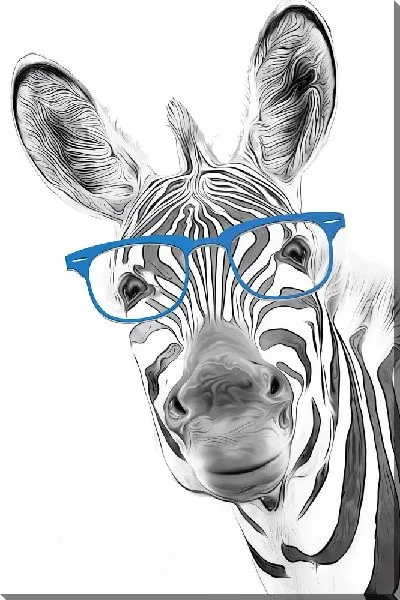 Картина маслом Зебра в голубых очках