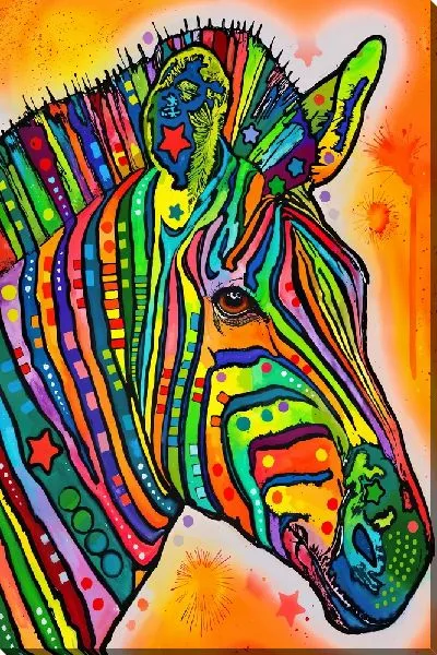 Картина маслом Зебра с яркими полосками